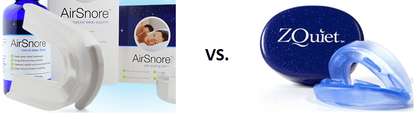 comparing the airsnore and zquiet anti-snoring mouthpieces