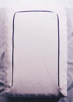 purple pillow inside case