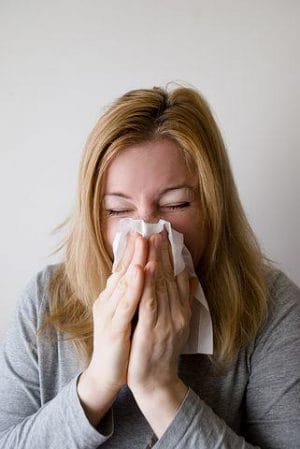 Woman, Blow, Blowing, Nose, Hand Chief