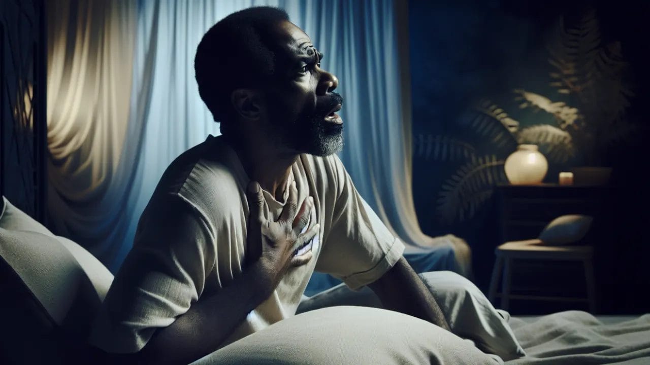 gentleman struggles for breath