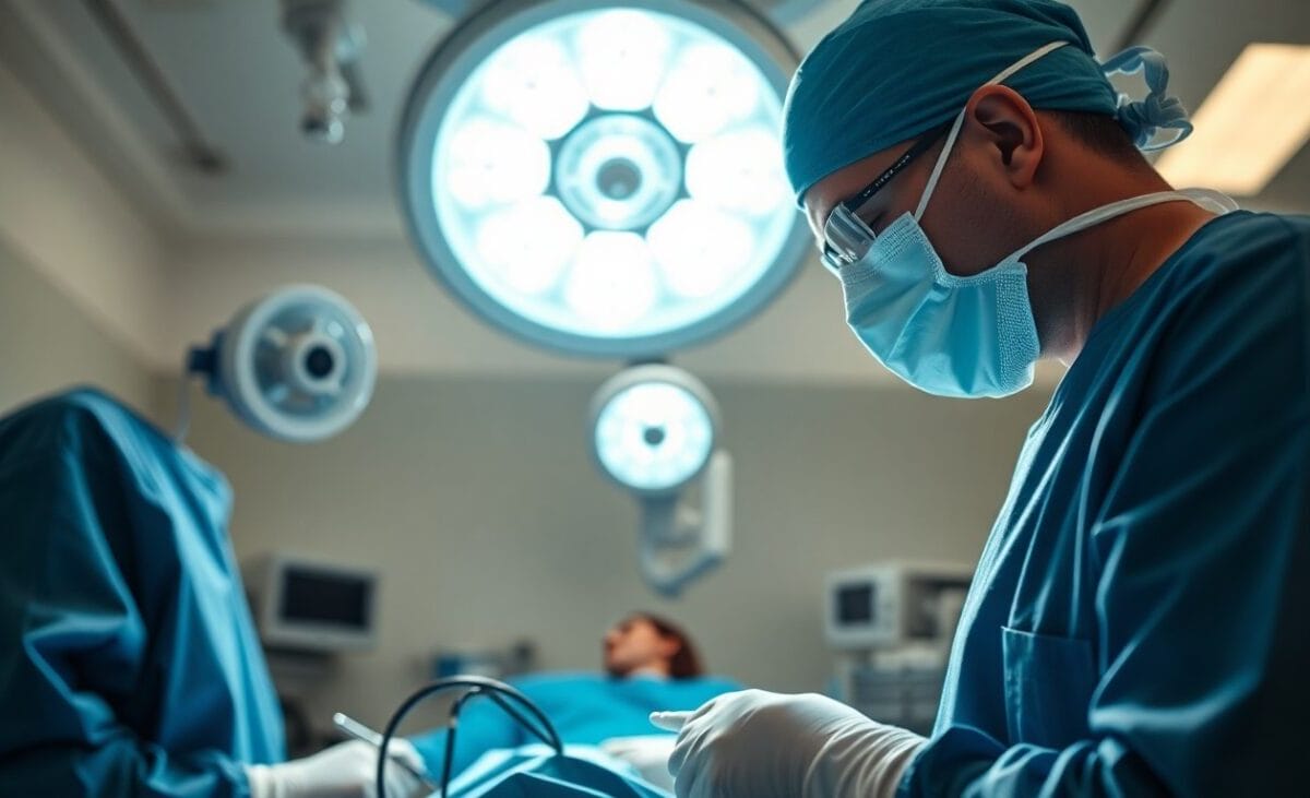 surgeon preparing for surgery on a patient